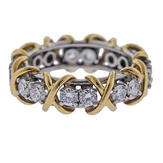 18k Gold Diamond X Band Ring
