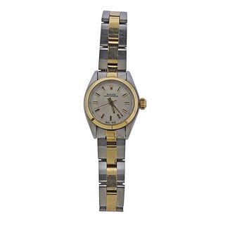 Rolex Oyster Perpetual 14k Gold Steel Lady&#39;s Watch 6718