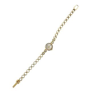 1950s Omega 14k Gold Diamond Watch Bracelet