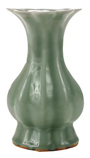 Fine Celadon Lotus-Form Vase