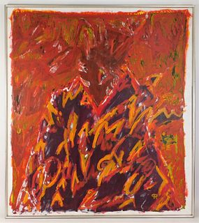 Modern Red Abstract Expressionism Painting