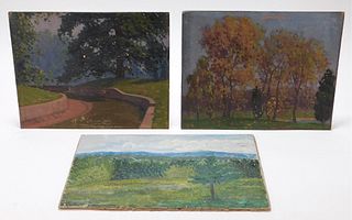 3PC Gene Miles Impressionist Landscape Paintings