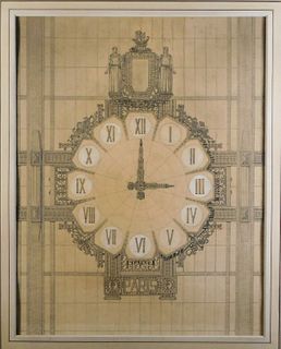 French Montparnasse Clock Architectural Drawing