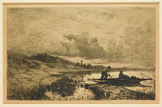 Adolphe Appian Impressionist Rhone River Etching