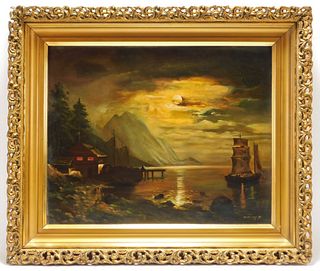 Hudson Valley Moonlit Landscape Painting