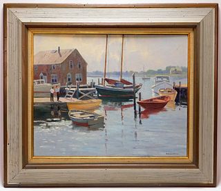 C. Gordon Harris Impressionist Harbor Painting