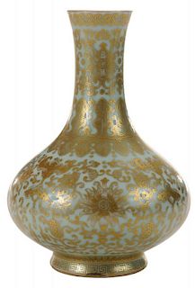 Pale Celadon-Glazed and Gilt-Decorated