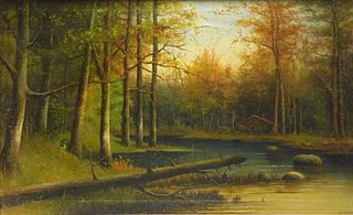 Impressionist Log Cabin Landscape Painting