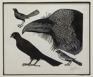 Leonard Baskin Modern Avian Etching