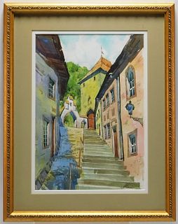 Parisian Architectural Street View WC Painting