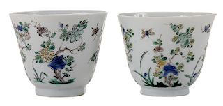 Pair Famille Verte Porcelain Teacups