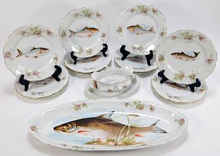 14PC Carlsbad Austria Porcelain Fish Plates