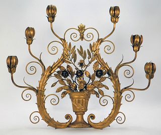 Italian Toleware Lyre Form Wall Sconce