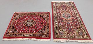 2PC Middle Eastern Floral Throw Rugs