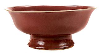 Large Ju-Pi Red Pedestal Bowl