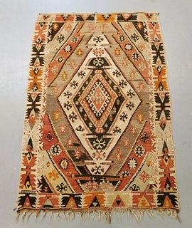 Antique Turkish Khilim Geometric Carpet