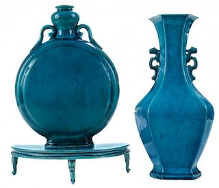 Two Turquoise-Glazed Porcelain Vases