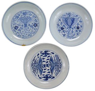 Three Blue and White Porcelain