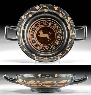 Choice & Rare Greek Xenon Pottery Kylix w/ Lion