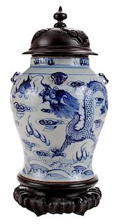 Large Blue and White Guangxi Dragon