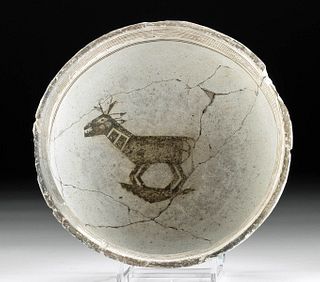 Mimbres Black on White Bowl w/ Pronghorn Antelope