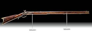 19th C. USA Tiger Maple Wood Percussion Rifle - Schantz