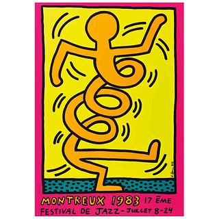KEITH HARING, Cartel del Festival de Jazz de Montreux de 1983, Signed and dated 83 on plate, Serigraph without print number, 39.3 x 27.5" (100 x 70 cm
