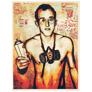 SHEPARD FAIREY, Keith Haring, Signed, Serigraph 207 / 450, 22.8 x 16.9" (58 x 43 cm)