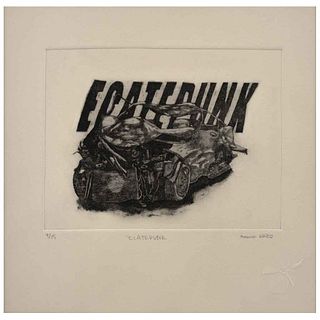 BRUNO MARTÍNEZ SEGOVIANO, Ecatepunk, Signed and dated 2020, Etching and aquatint 4 / 15, 5.9 x 7.8" (15 x 20 cm), Certificate