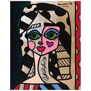 ROMERO BRITTO, Francesca, Signed on front, Signed and dated 2015 on back, Mixed technique on wood, 30.1 x 23.8" (76.5 x 60.5 cm), Certificate