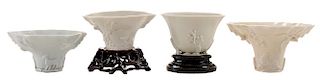 Four Blanc de Chine Libation Cups with