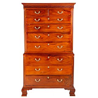 American Chippendale Mahogany Chest on Chest