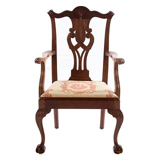 George III Chippendale Style Mahogany Arm Chair
