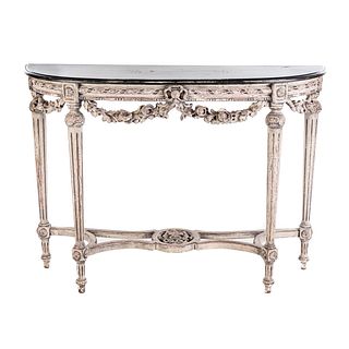 Louis XVI Style Painted Demilune Hall Table