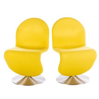 A Pair of Verner Panton Yellow Modern Chairs