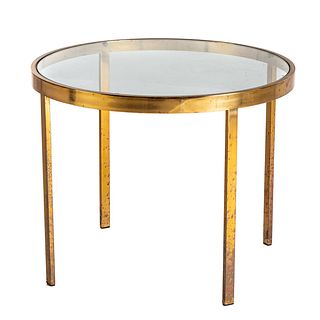 Modern Bronze Circular Glass Top Table