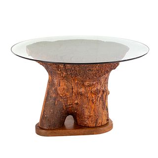 Live Edge Table with Circular Glass Top