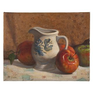 Nathaniel K. Gibbs. Apples and Vase, oil