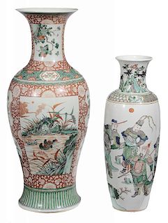 Two Famille Verte Porcelain Vases