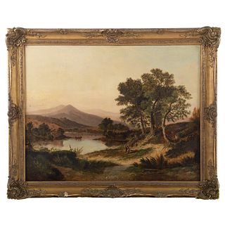 British School, 19th c. Landscape w/ Figures, oil
