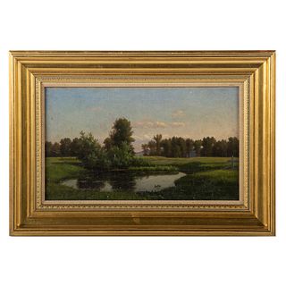 Alfred Orway. A Peaceful Pond, oil on canvas