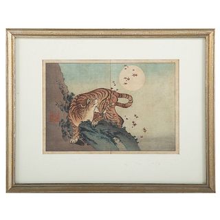 Attributed to Hokusai. The Tiger and the Moon