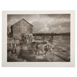 A. Aubrey Bodine. "Farmer Driving Oxen"