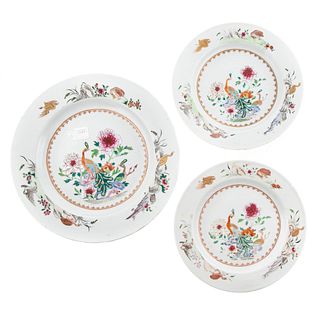 Chinese Export Famille Rose Charger & Two Plates