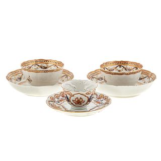 Three Chinese Export Tea Bowls & Saucers