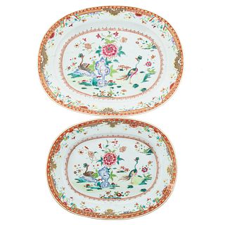 Two Chinese Export Famille Rose Platters