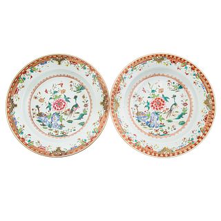 A Pair of Chinese Export Famille Rose Plates