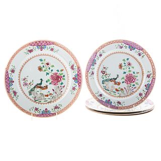 Chinese Export Famille Rose Charger & 4 Plates
