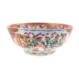Chinese Export Mandarin Palette Punch Bowl