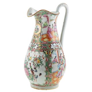 Large Chinese Export Rose Medallion Water Pitcher